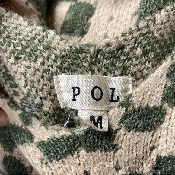 POL Knit Granny Square Double V Neck Sweater Size M Oversized Green - Picture 6 of 8